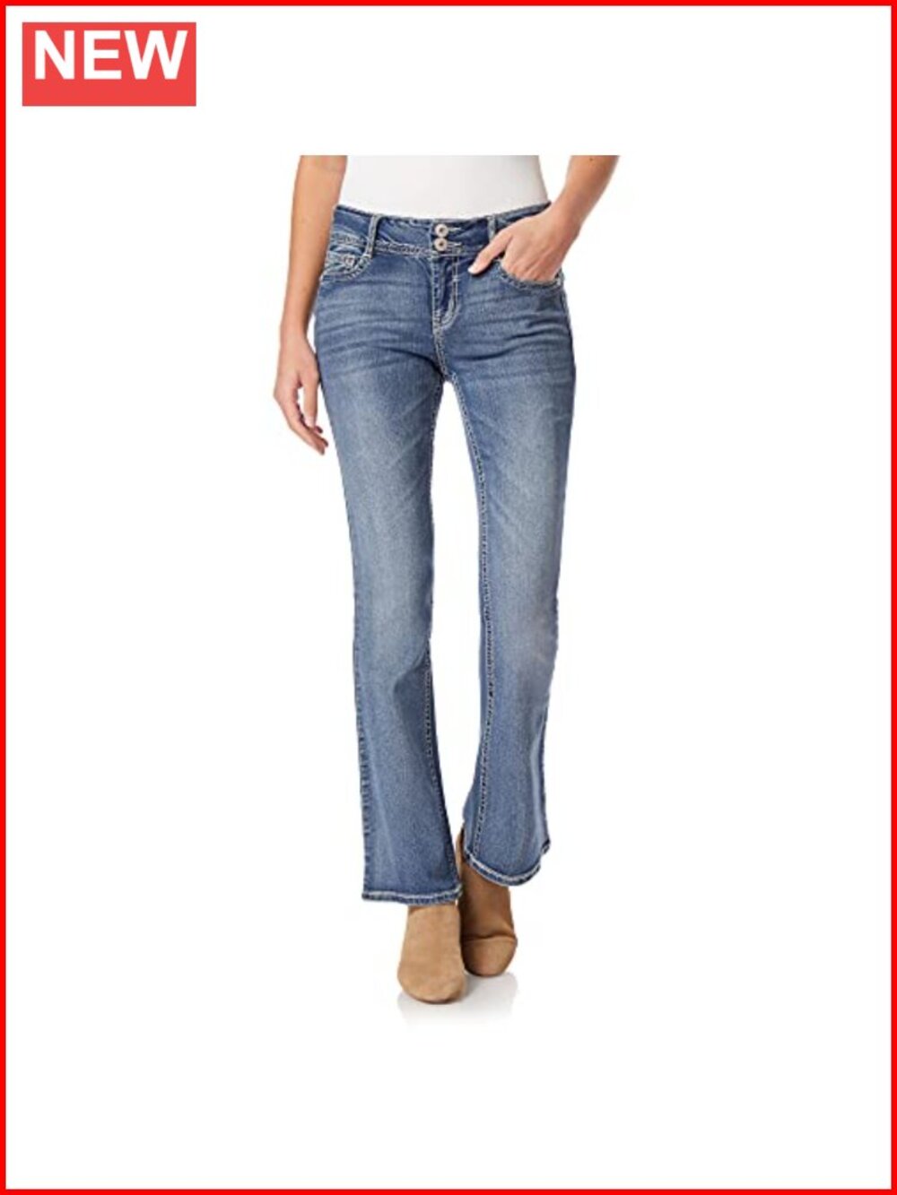 Women's Bling Bootcut Jeans Luscious Curvy Fit Mid-Rise Stretch Denim